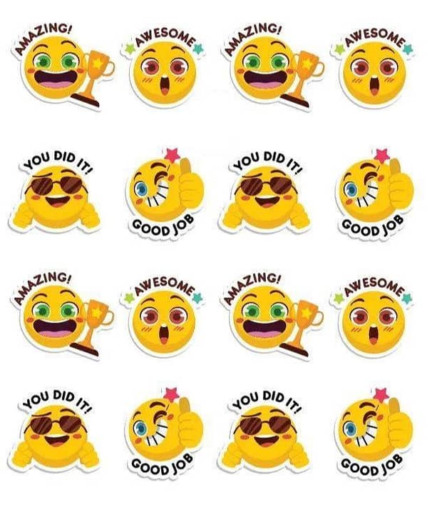 Smilee Faces - Pack of 16 Stickers - stickers for mobile - Stickers - for laptop  - Journal Stickers