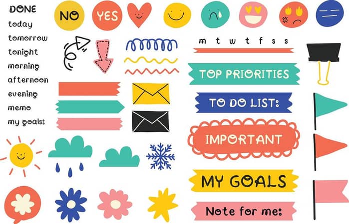Pack of 45 - Journal Stickers for girls - Album Diary Journal Phone Decorative Crafts Scrapbook Stickers - DIY Boxed Sticker