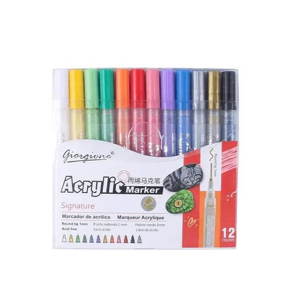Giorgione Permanent Acrylic Paint Markers Set For Wood, Metal, Cardboard, Glass, Canvas
