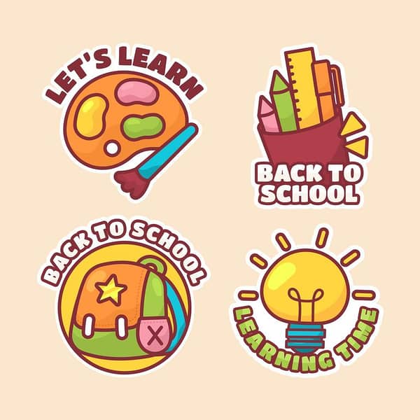 Back to School Stickers for KIds - Stickers for Teachers - School Supplies stickers - Pack of 4 - Size 6 cm each