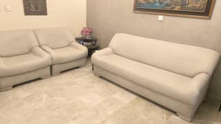 5-Seater Beige Off White Sofa Set