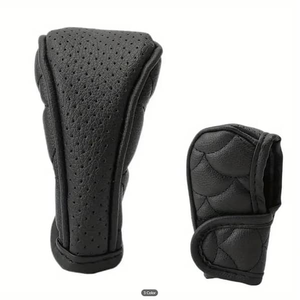 Leather Universal Gear Knob Cover Works with all Vehicals Gear Knobs -Black-
