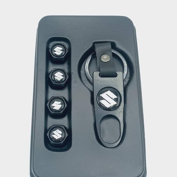 Suzuki 4 Air Caps Tire Nozzles And Key Chain