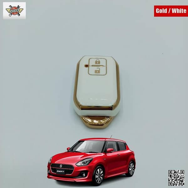 Suzuki Swift 2022 TPU Remote Cover in White and Gold