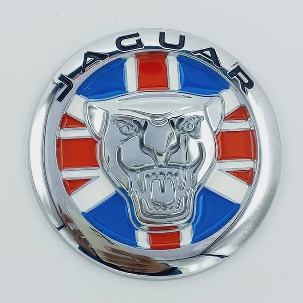 3D Metal Silver UK Flag Emblem JAGUAR