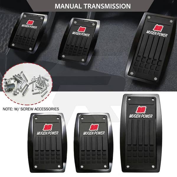 MUGEN POWER Premium Alloy Universal 3PCS Non-Slip Car Pedal Covers For Manual Transmission