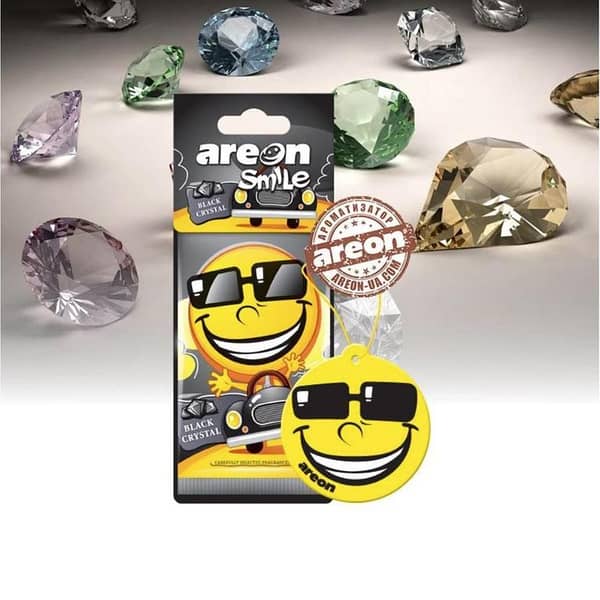 AREON Smile I Emoji Design Hanging Car Air Freshener -Black Crystal-