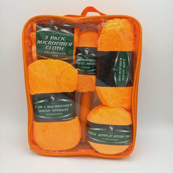 9 in 1  Microfiber Car Cleaning Kit Towel Detailing Car Wheel Brush Waxing Sponge