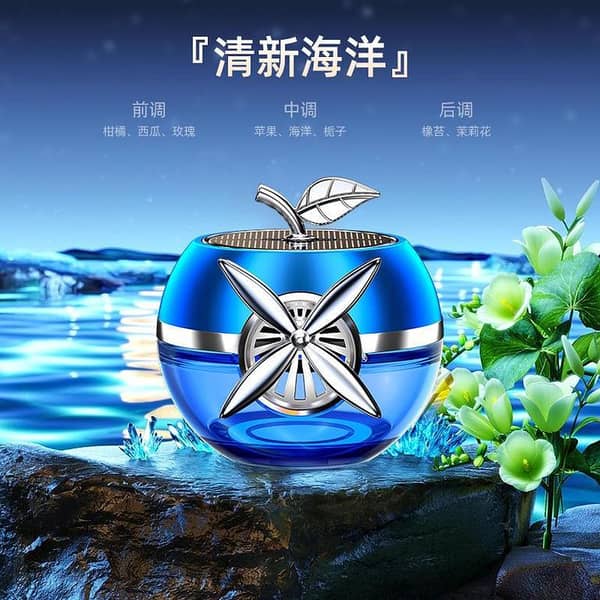 Solar Car Air Freshner Perfume Apple Plane - Blue -