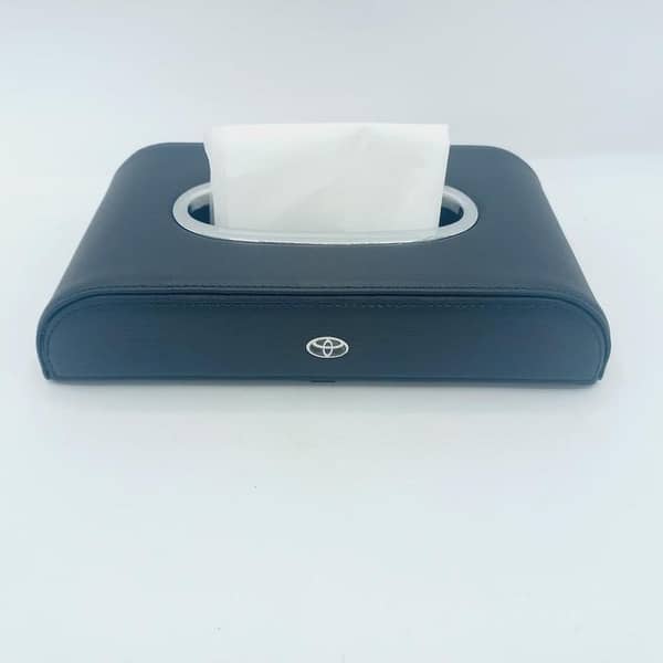 Toyota Logo Leather TISSUE BOX -Black-