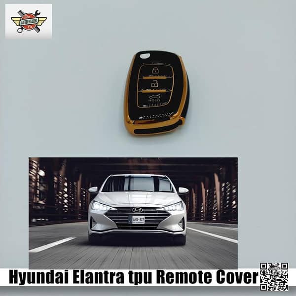 Hyundai Elantra Black and Gold TPU Key Remote Cover