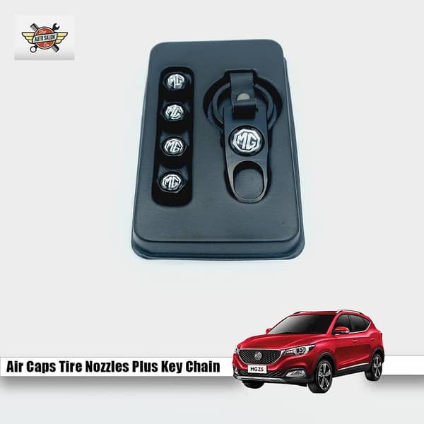 MG Air Caps Tire Nozzles Plus Key Chain