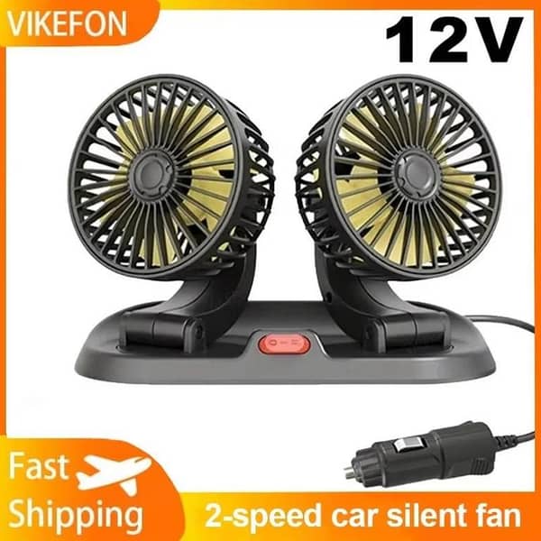 Portable USB Fan 360° Double Head Rotating With Adjustale 180° Up Down For Desktop/ Car / Truck Van USB Controlled 5 Inch Size