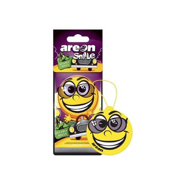 AREON Smile I Emoji Design Hanging Car Air Freshener -Beverly Hills-