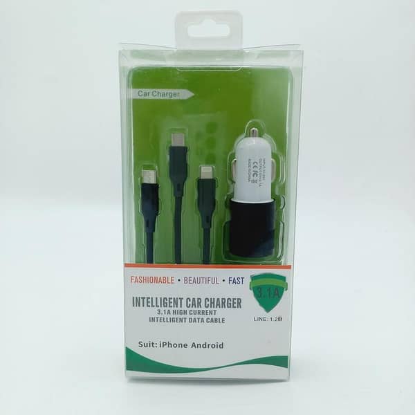 Car Charger 3.1A, 3in1 Data Cable