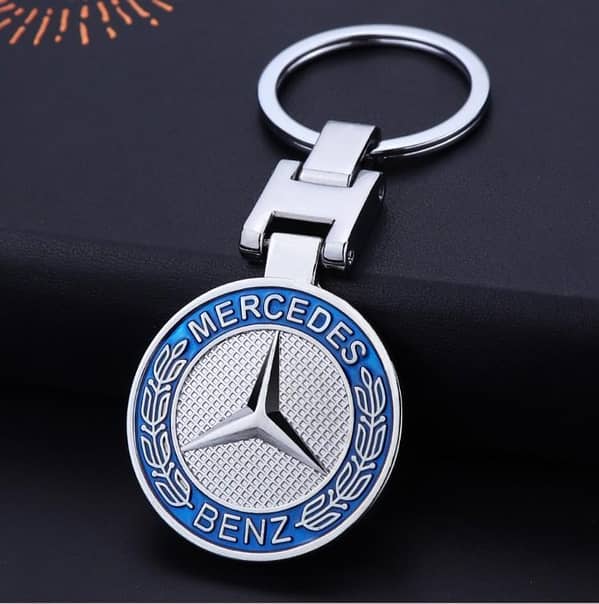 3D Metal Keychain With Mercades Benz Logo - Blue