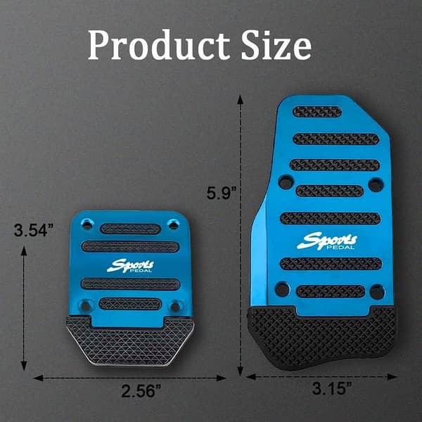 Premium Aluminum Alloy Universal 2PCS Non-Slip Car Pedal Covers For Automatic Transmission -Blue, Black And Red-