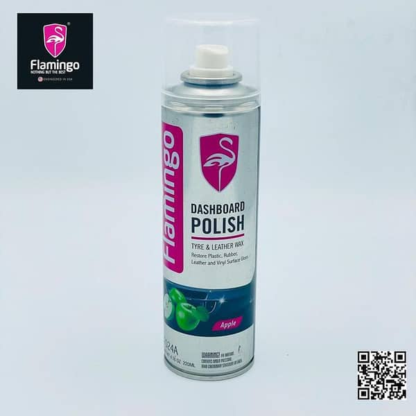 Flamingo DASHBOARD POLISH For Tyre & Leather Wax 220ML APPLE