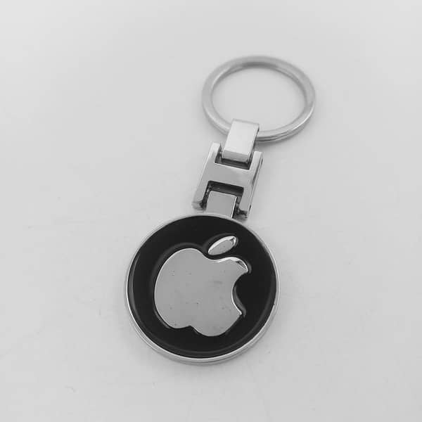 3D Metal Keychain With Apple Logo -Black-