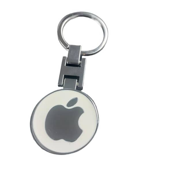 3D Metal Keychain With Apple Logo -White-
