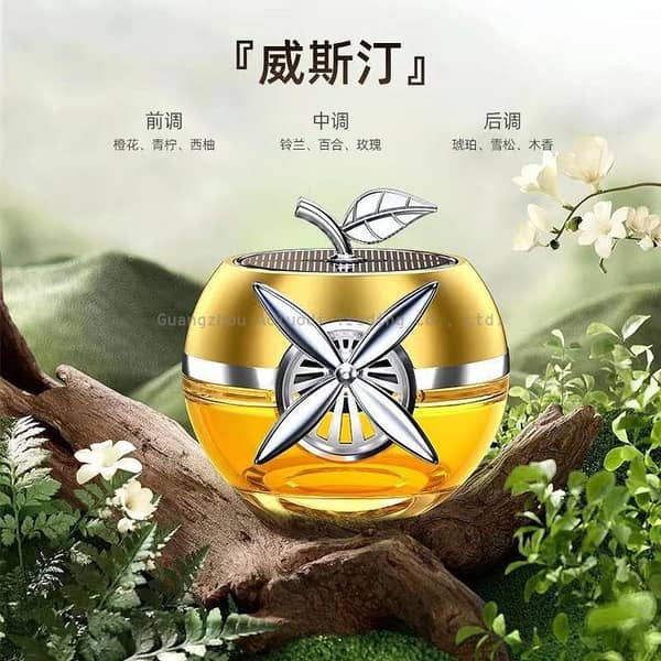 Solar Car Air Freshner Perfume Apple Plane - Black-