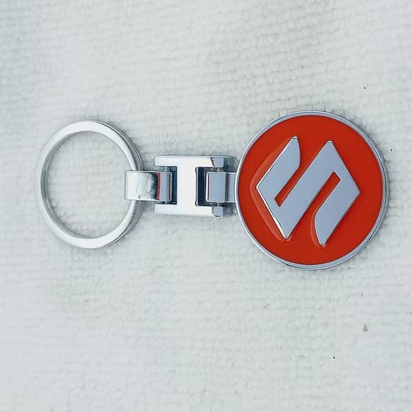 3D Metal Keychain With Suzuki Logo - Red -