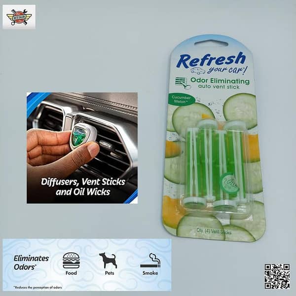 Set of 4 Auto Vent Stick, Car Air Freshener - CUCUMBER MELON