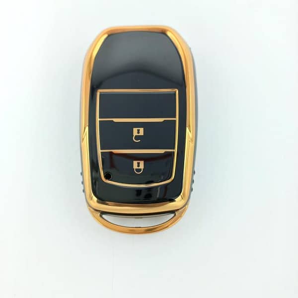 Toyota Fortuner 2 Button Tpu Remote Cover - Black/Gold