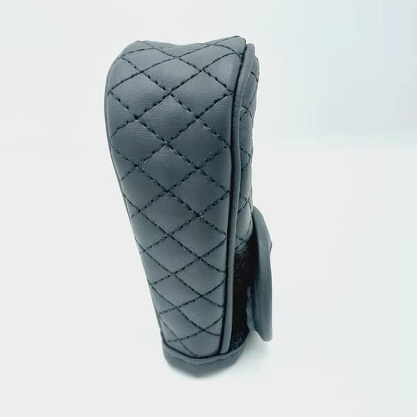 Leather Lattice Pattern Gear Shift Knob Cover, Auto Car Shift Knob Protective Sleeve Hoop & Loop Type (Black)