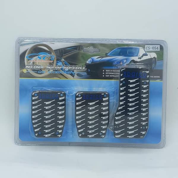 Universal Non-Slip Blue Alloy Car Pedal Covers (3PCS) for Manual Transmission