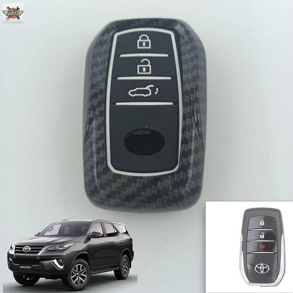 Fortuner 3-Button Hard Carbon Fiber Key Protective Case Cover