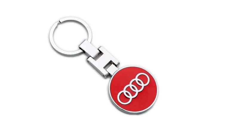 3D Metal Keychain With Audi Logo -Red-