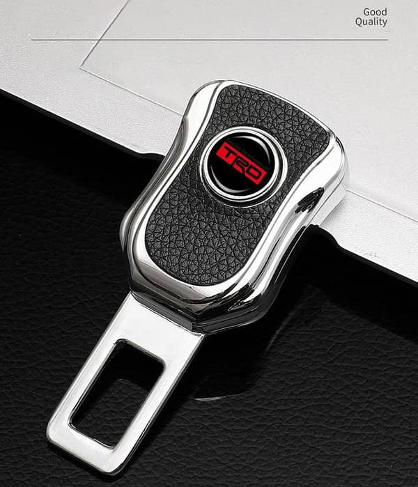 Carbon Fiber Car Seat Belt Extension Buckle Adjustable Silencer Siver -Single Piece-