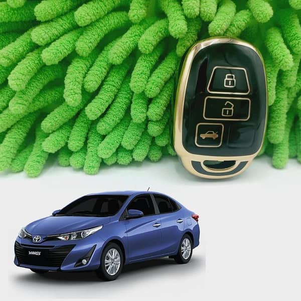 Toyota Yaris 3-Button TPU key Cover Black-Gold