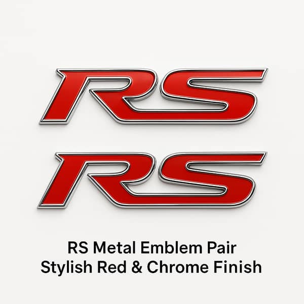 3D RS Logo Metal Emblem Badge Decals Car Sticker -Pair-