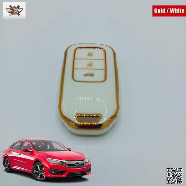 Honda Civic 2016-2021 TPU Key Cover White-Gold