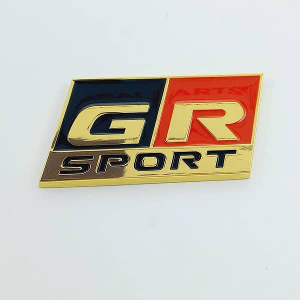 GR Sport Metal Chrome Car Badge Emblem Sticker -Silver And Gold-
