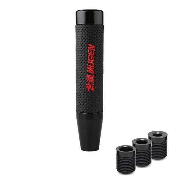 Universal Leather Aluminum Alloy Mugen Gear Shift Knob 18cm -Black-