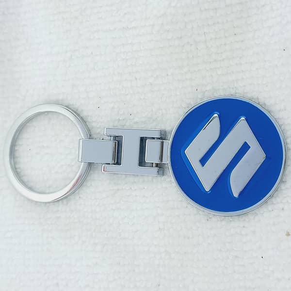 3D Metal Keychain With Suzuki Logo - Blue -