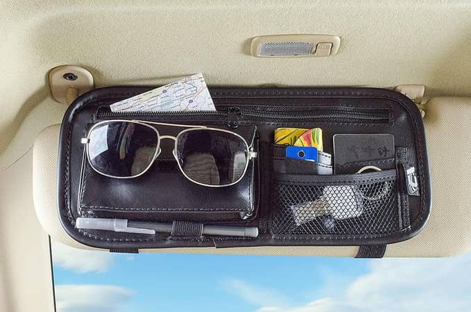 Leather Custom Accessories Deluxe Visor Organizer For Vehicals