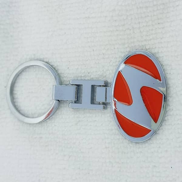 3D Metal Keychain With Hyundai Logo - Red -