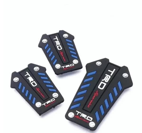 TRD Premium Alloy Universal 3PCS, 2PCS Non-Slip Car Pedal Covers For Manual Transmission -Blue, Red-
