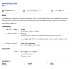 l am driver Job need