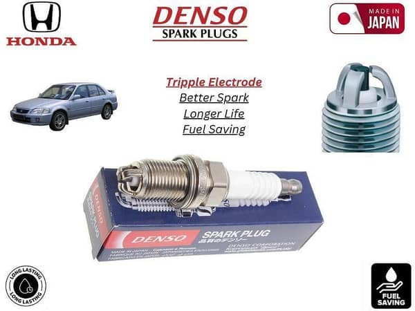 Denso Spark Plug for Honda City (1999-2003) - 4 Pieces - Made in Japan with Triple Electrode