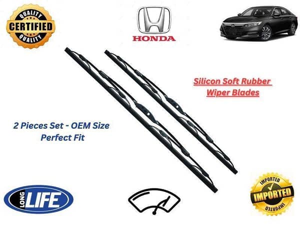 Honda Accord Hybrid 2019-2025 Silicone Soft Rubber Wiper Blades - 2 Pieces Set