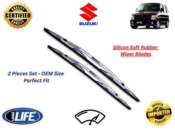 Suzuki Wagon R 2008-2012 Wide Silicone Soft Rubber Wiper Blades - 2 Pieces Set