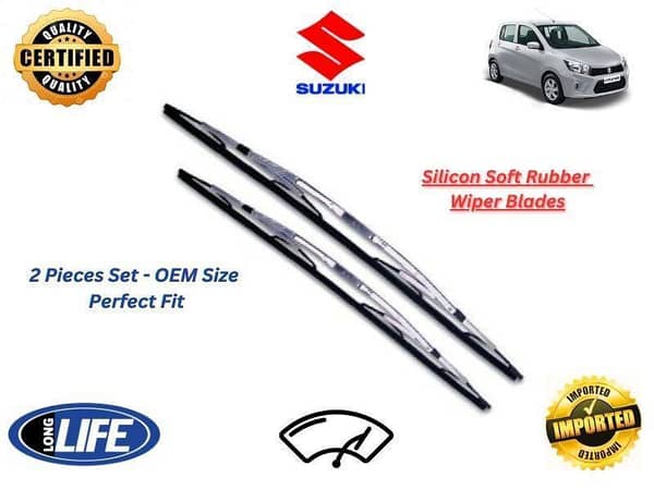 Suzuki Cultus 2017-2024 Silicone Soft Rubber Wiper Blades - 2 Pieces Set