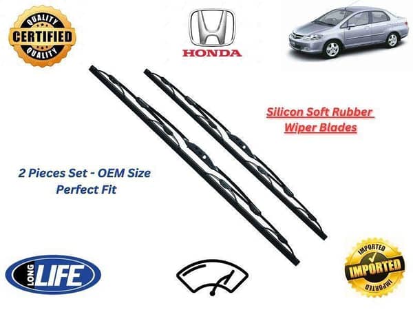 Honda City 2003-2009 Silicone Soft Rubber Wiper Blades - 2 Pieces Set