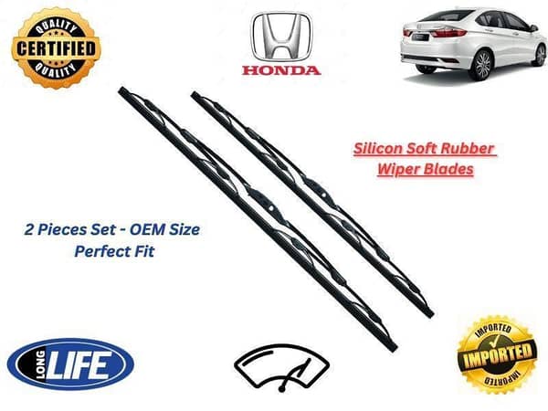 Honda City 2021-2024 Silicone Soft Rubber Wiper Blades - 2 Pieces Set