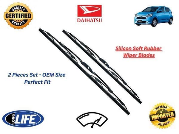 Daihatsu Mira 2017-2024 Silicone Soft Rubber Wiper Blades - 2 Pieces Set